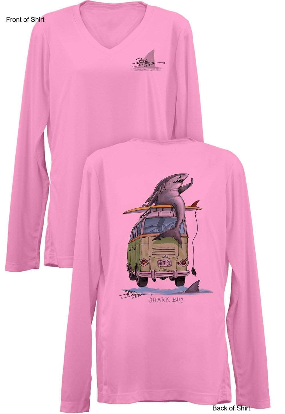 Shark Bus - Ladies Long Sleeve V-Neck-100% Polyester
